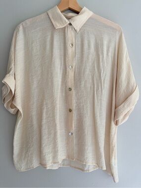 Lightweight Cream Button-Up Shirt